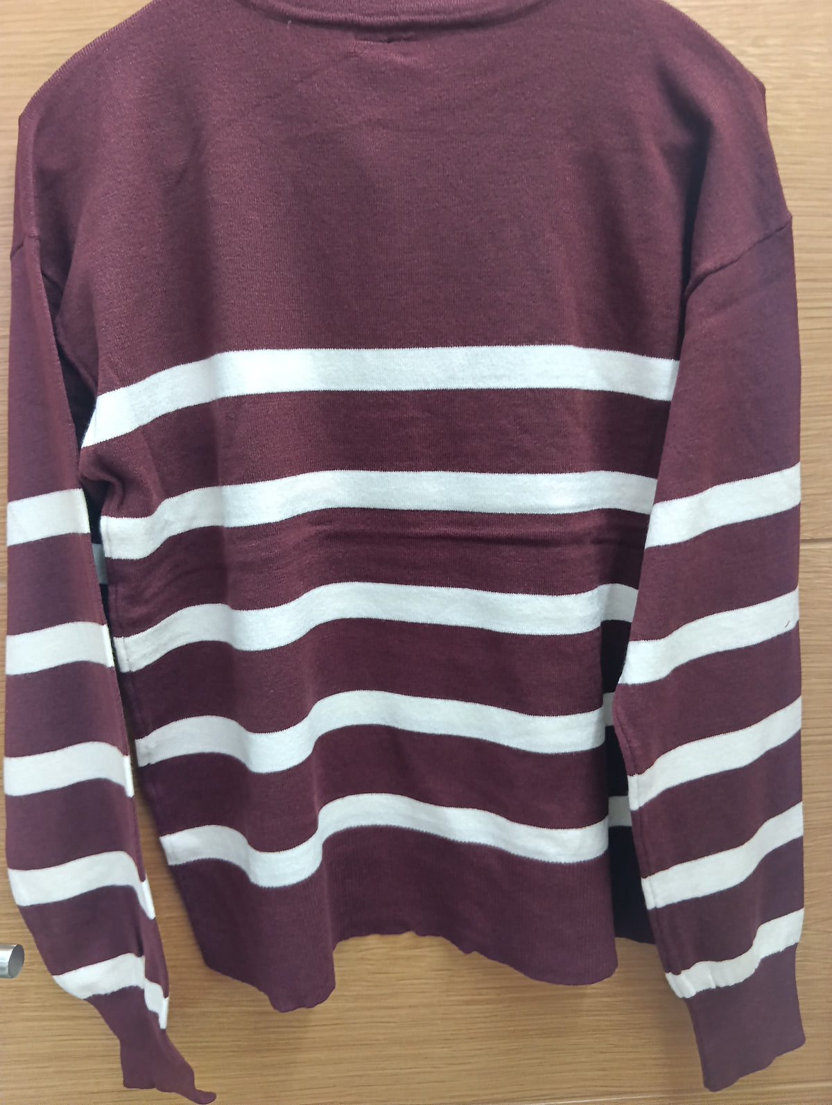 Jersey mujer rayas  bancas cuello redondo,talla s,color rojo