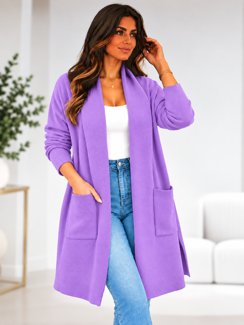 Chaqueta moda corazón morado