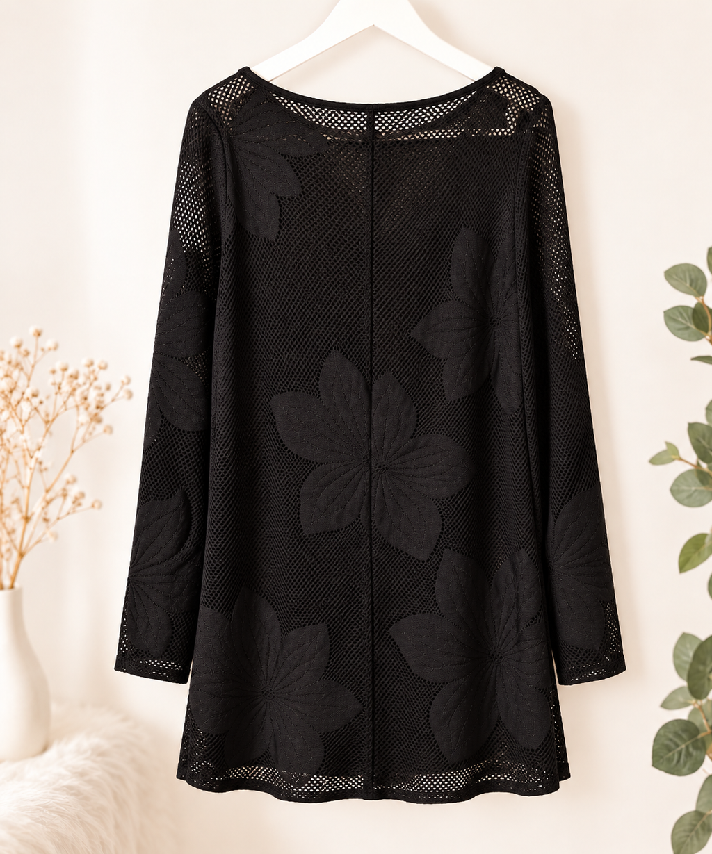 Vestido Show Manga Larga Negro