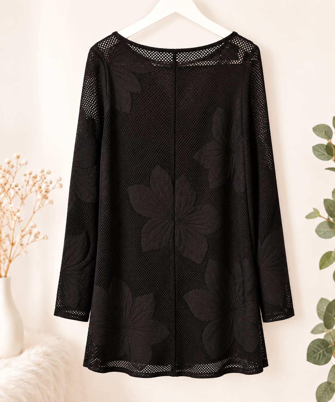 Vestido Show Manga Larga Negro