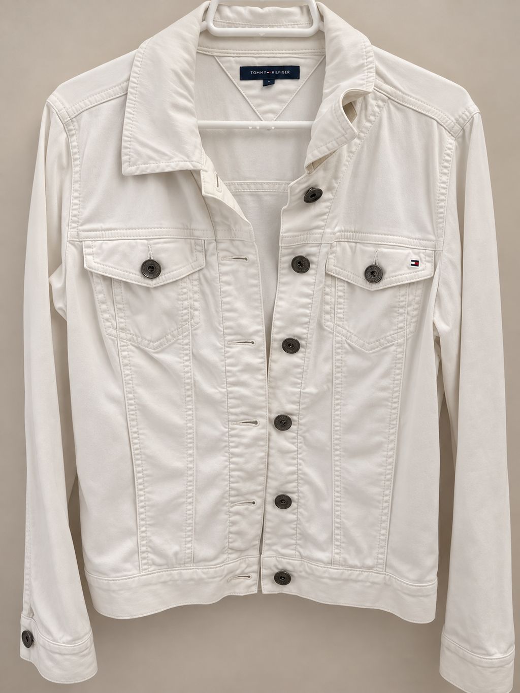Chaqueta Tommy Hilfiger blanca-Estilo casual y atemporal mujer talla M