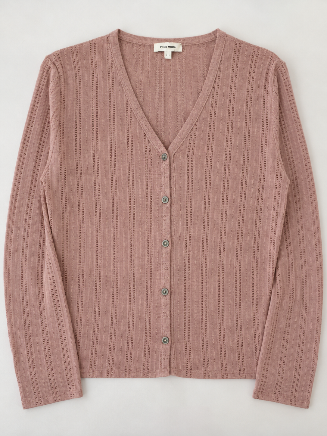 Chaqueta punto de manga larga colór beige/marrón topo..Marca SlowLou casual y vintage