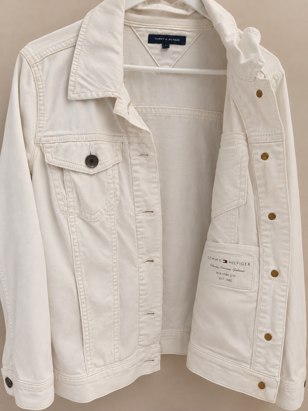 Chaqueta Tommy Hilfiger blanca-Estilo casual y atemporal mujer talla M