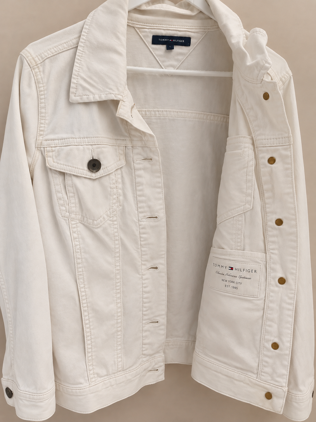 Chaqueta Tommy Hilfiger blanca-Estilo casual y atemporal mujer talla M